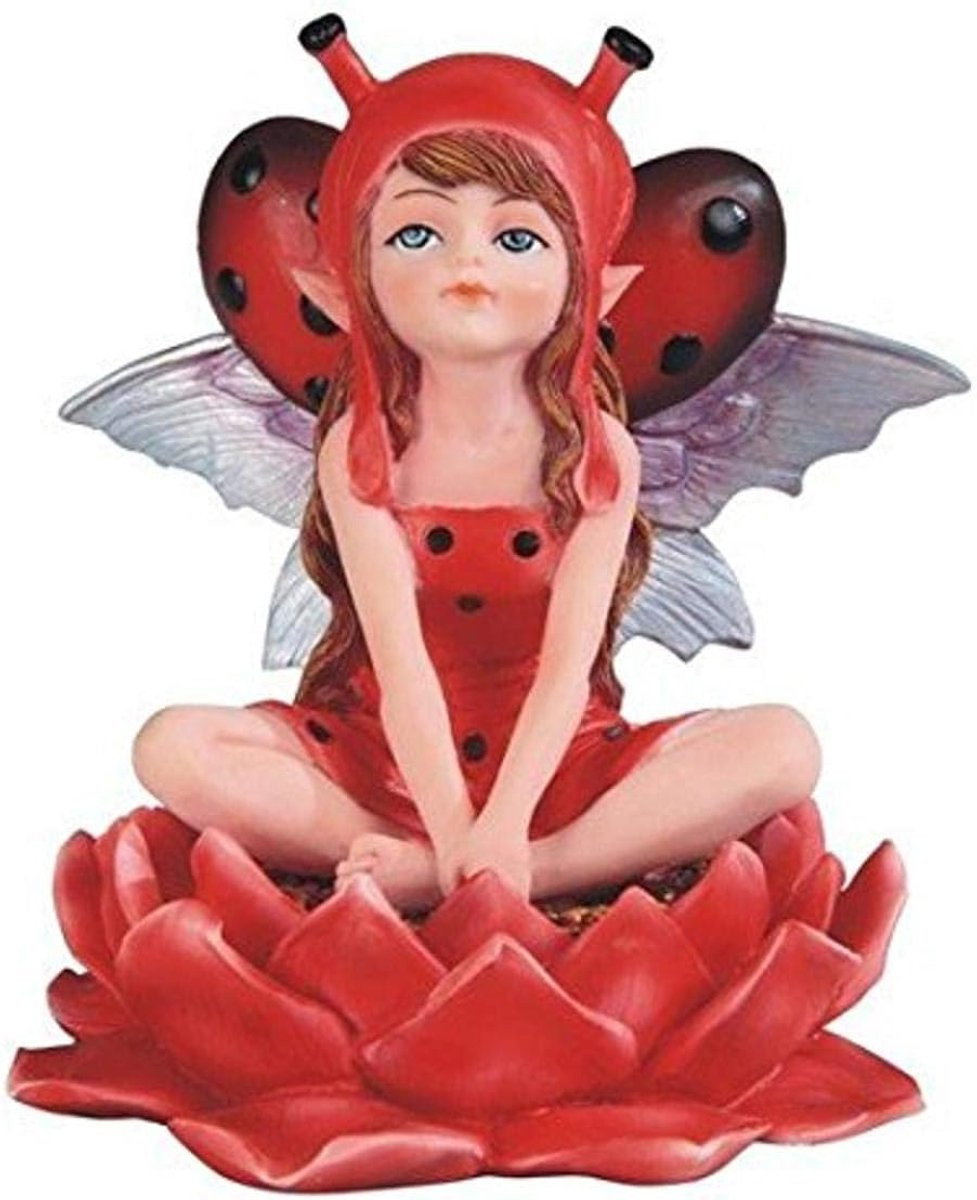 Decoratief Fee Beeldje Rood - Hoogte: 10,8 cm
