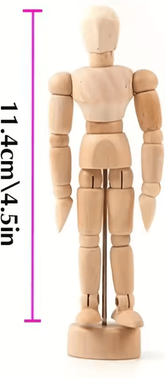 Inspire Curations Artistic Wooden Drawing Mannequin Poseable Figure Model For Sketching & Decor 11.4cm Wooden Man