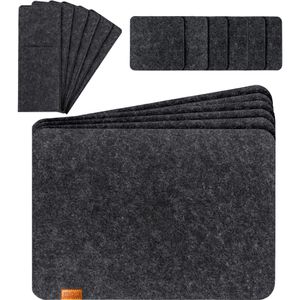 Miqio Platzset waschbar, aus Filz, anthrazit, 44x30cm, mit Untersetzer & Bestecktasche, 18-teilig