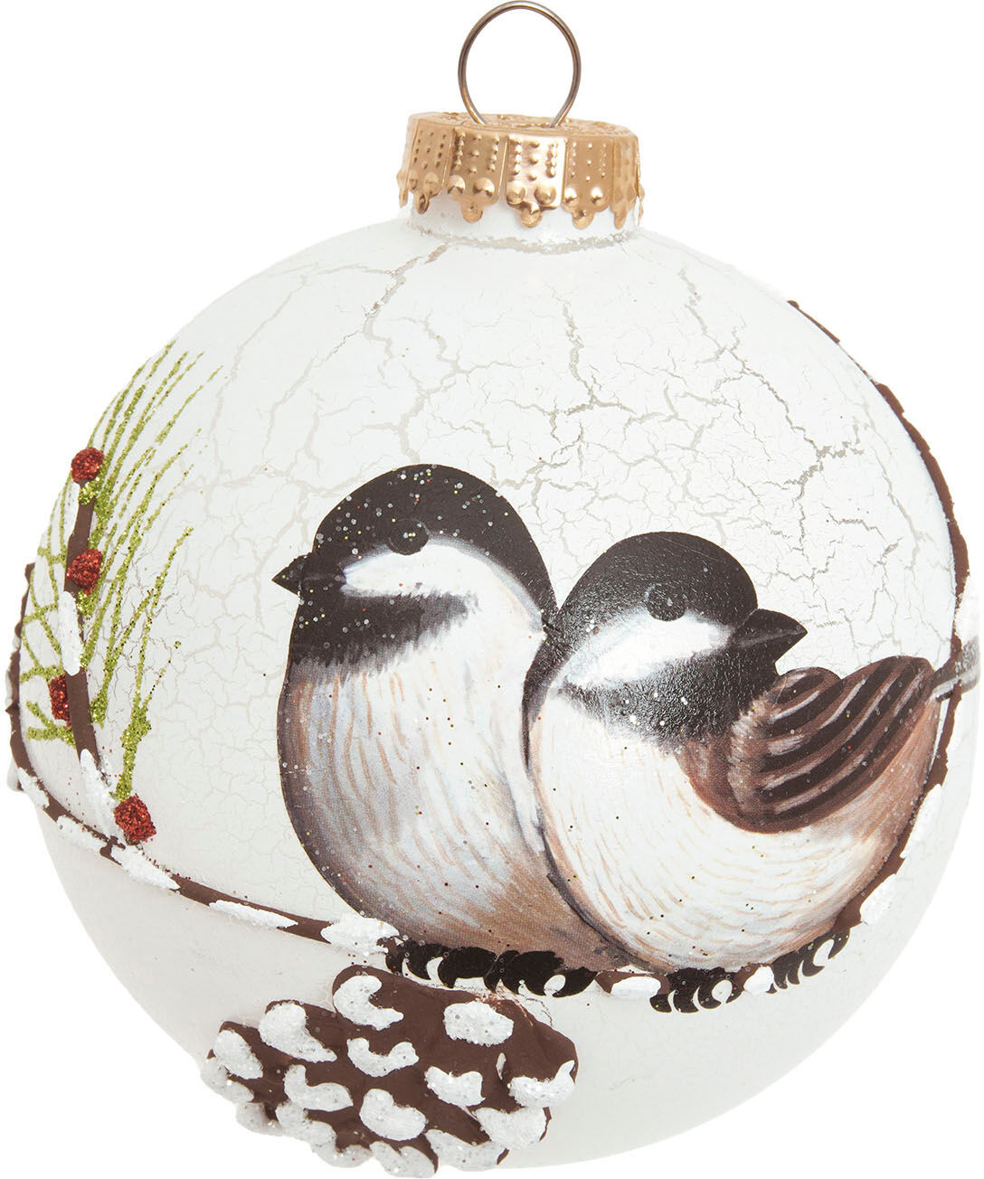 Weihnachtsbaumkugel KREBS GLAS LAUSCHA "Weihnachtskugel Kugel mit Vogelpaar weiß 10cm", weiß, B:10cm H:10cm T:10cm Ø:10cm, Glas, Weihnachtsbaumkugeln, Weihnachtsbaumkugel, Dekoriert mit Liebe zum Detail