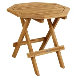 Gartenbeistelltisch Syros aus Teak, klassisch klappbar, natur, Ø 50 cm, Outdoor geeignet