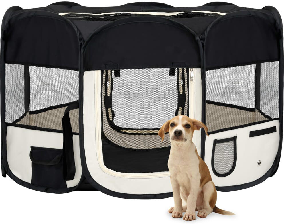 Archie & Oscar Lionel Panel Metal Exercise Pen With Door Black 61cm H x 125cm W x 125cm D