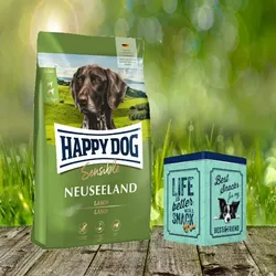 Retro Aktion - Happy Dog Supreme Sensible Neuseeland 12,5 kg + Happy Dog Retro Dose (ca. 15,5 x 15,5 x 19,5 cm)
