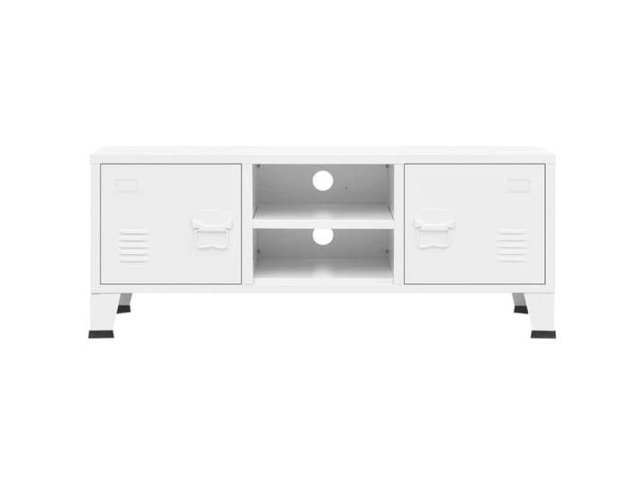 NEW MEUBLE HI-FI - Blanc - Armoire TV - Meuble TV - pour maison - industriel Blanc 105x35x42cm Métal_9512