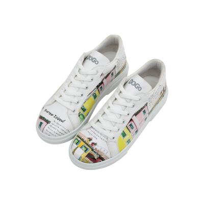 Sneaker DOGO "Ace Low-Top Sneaker The Wise Owl Damen Sneaker", Damen, Gr. 39, Normalschaft, weiß, Lederimitat, Schuhe Sneaker, Handgefertigt