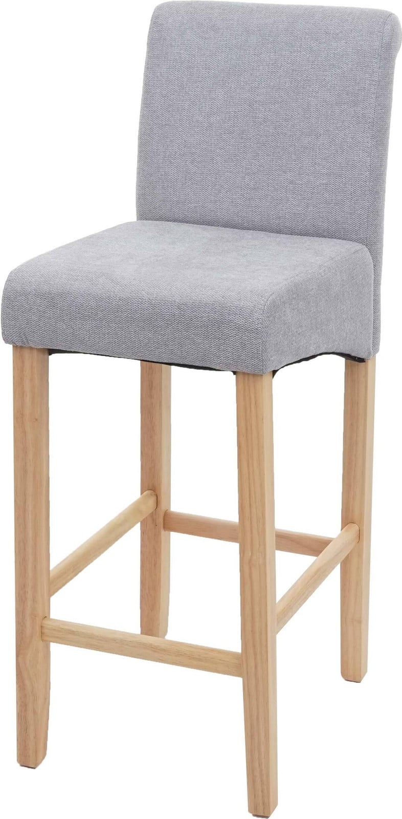 Mendler Barkruk HWC-C33 Lichtgrijs met Houten Poten en Textiele Zitting