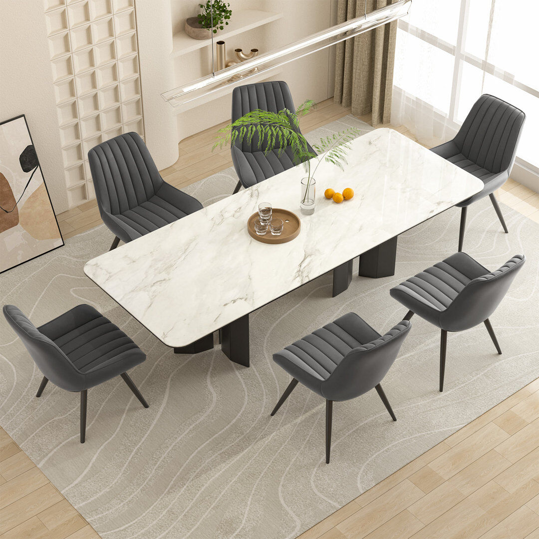 George Oliver Modern Dining Chairs 54.8*46.9*83.2cm Tech Fabric Upholstery with Stylish Design Sofa-Level Cushioning Pet-Friendly Durable Scratch Resistant for Kitc Dark Grey 83.21cm H X 54.79cm W X 46.89cm D