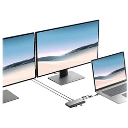 Alogic Twin Super Dock (USB-A, USB-C, 2 Ports), Dockingstation + USB Hub, Silber, Schwarz