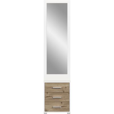 Kompaktgarderobe HOME AFFAIRE "Morrea, Höhe 190 cm, 3 Schubkästen, 3 Haken, 1 Kleiderstange", weiß (weiß nachbildung, nox oak nachbildung), B:45cm H:190cm T:39cm, Holzwerkstoff, Schränke, schmale Garaderobe, Stauraum, Flur, Diele