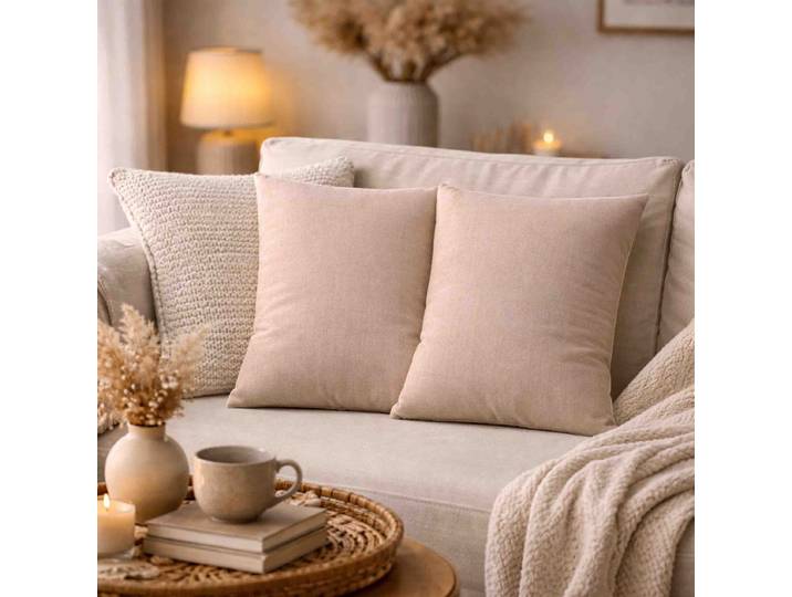 Coussin décoratif Elmer ensemble de 2 Gris/Ecru 50 x 50cm Polyester