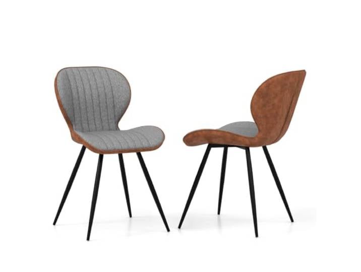 Helloshop26 2 Esszimmerstühle, 57 x 49 x 81 cm, moderner ästhetischer Komfort, für Wohnzimmer, Grau, Metallstoff, 20_0019456