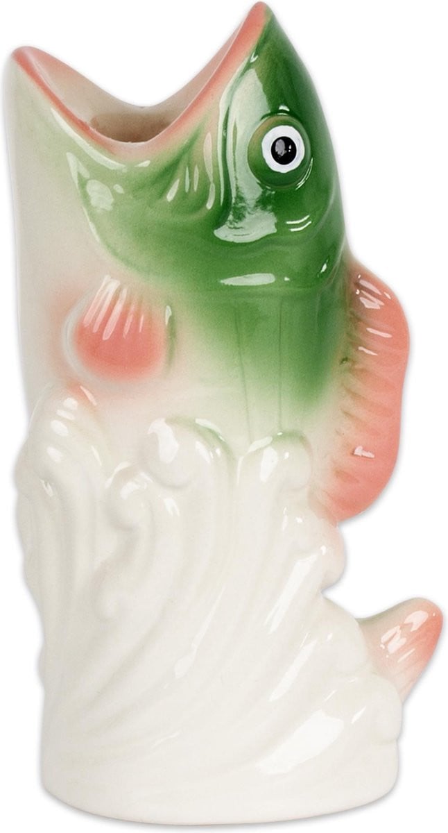 Kitsch Kitchen kandelaar vis groen/rood voor stompkaarsen