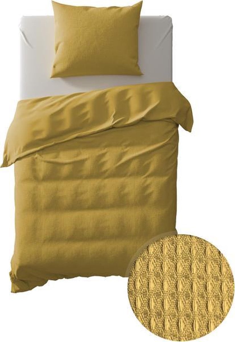 Yellow Cialda Dekbedovertrek Eenpersoons Ochre Gold 140x200 cm