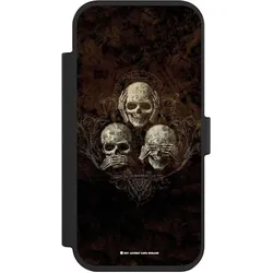 Nivocase Klapphülle für Apple iPhone Air Handyhülle aus Kunst Leder NIVOflip schwarz Art Gothic Totenköpfe (Apple iPhone Air), Smartphone Hülle, Schwarz