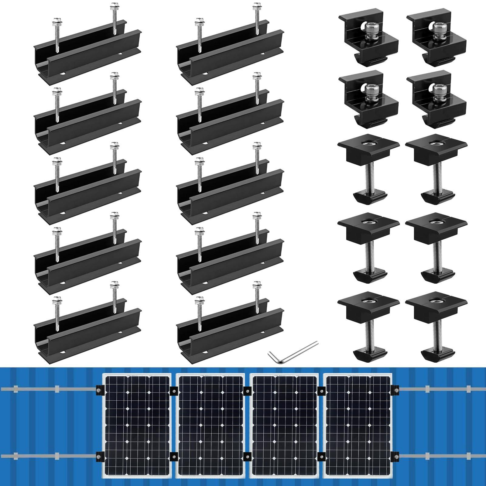Dripio Zonnepaneelmontageset van aluminium voor 4 panelen inclusief 10 rails en bevestigingsmaterialen