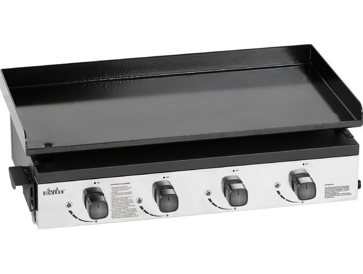 BIGHORN Gas Plancha BBQ met 4 Branders (9\,96 kW) – Geëmailleerde Stalen Bakplaat – Compact Tafelmodel – Zwart