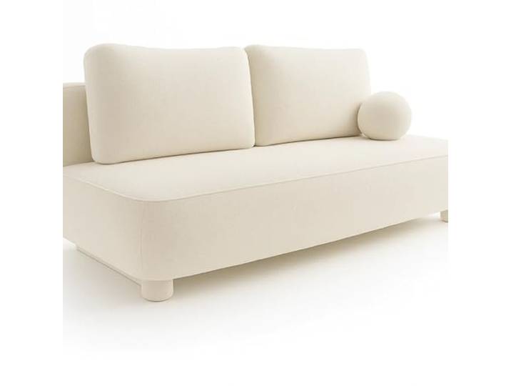 SeproMeble Schlafsofa Maja, Sofa mit Schlaffunktion und Bettkasten, Farbe: Creme, Bouclé-Stoff