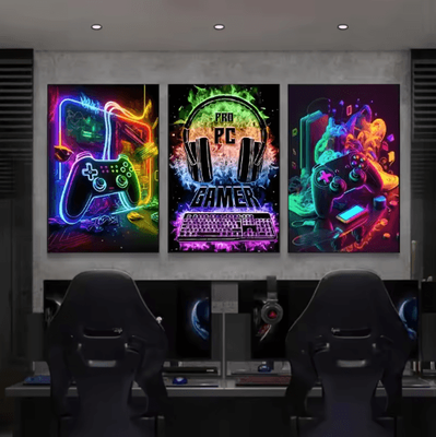Inspire Picks Gaming Room Wall Art Set 3pcs Gamepad Punk Style Canvas Posters For Gamers zlh3595 3pcs 20x30cm Unframed
