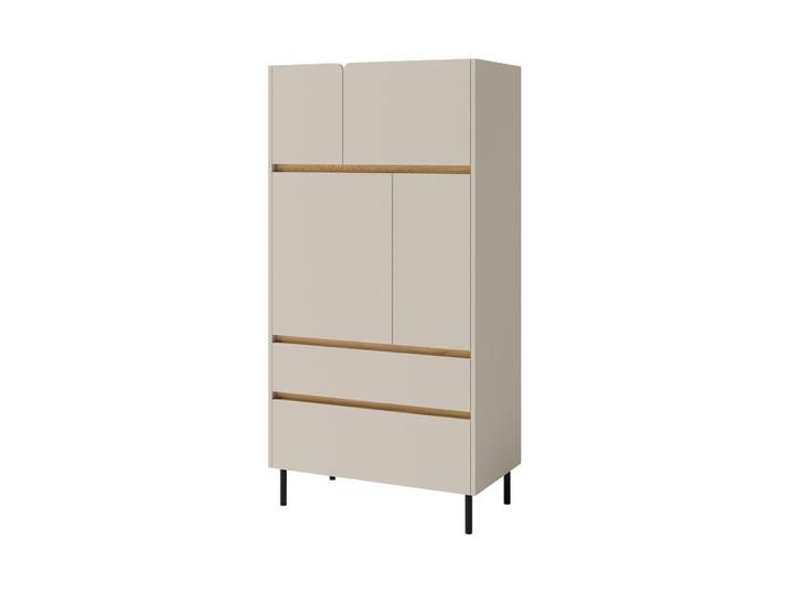 Kommode LICO 80x165x40 cm Sandbeige, Sideboard mit 2 Schubladen und 4 Türen, Moderner Stil