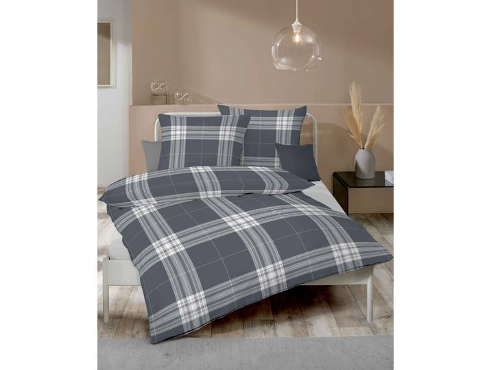 Bettwäsche KAEPPEL Pure , schwarz, B/L: 155cm x 220cm, Edel-Köper-Flanell, B/L: 80cm x 80cm, 2 Stk., Edel-Köper-Flanell, Obermaterial: 100% Baumwolle, Bettwäsche, Bettwäsche