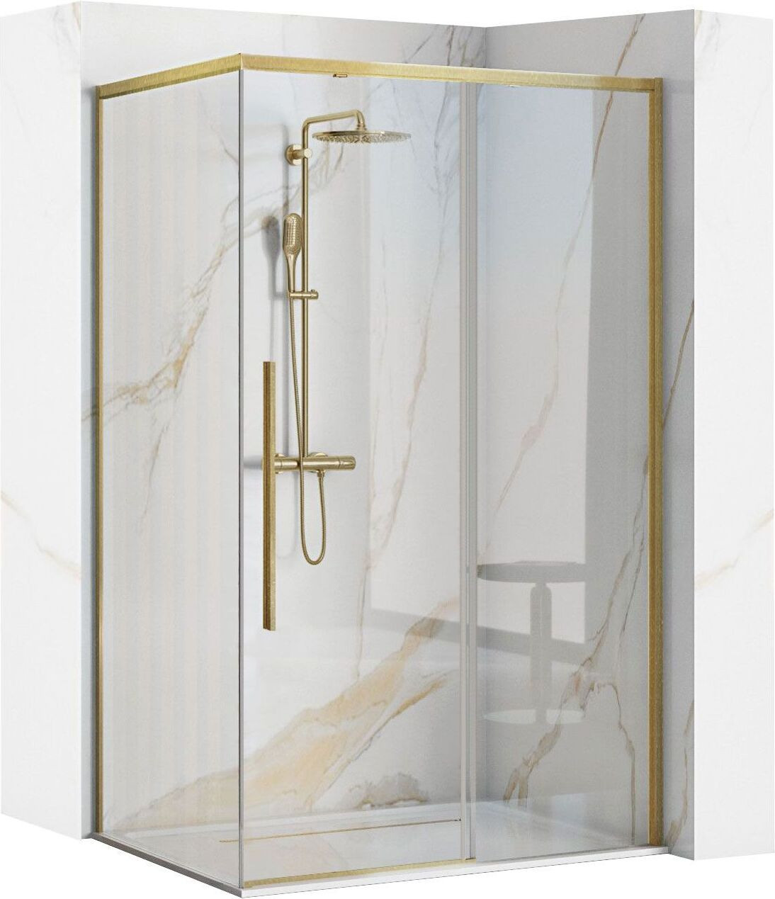 Douchecabine Rea Solar 80x100 geborsteld goud