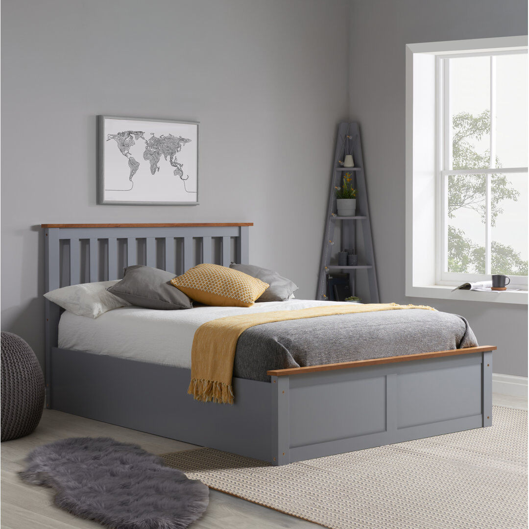 Three Posts Verona Wooden Ottoman Bed Stone Grey Double (4'6)
