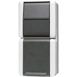 Jung 876W SCHUKO®-Steckdose 16 A 250 V ~ mit Schalter Universal Aus-Wechsel 10 AX 250 V ~, senkrecht, IP 44, WG 800 876 W