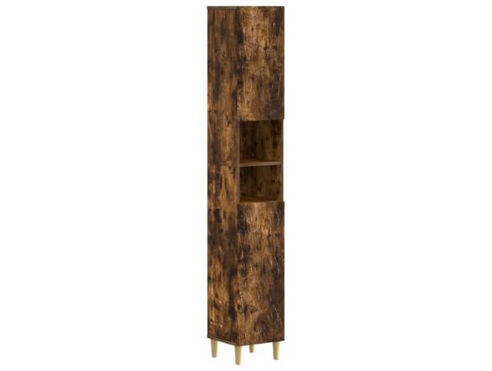 WEMYUFURN Badezimmerschrank Mit Offenem Regal Delft Raucheiche Holzwerkstoff, mehrere Fächer, offenes Regal, reversible Tür, feuchtigkeitsresistente Oberfläche, schlankes Design
