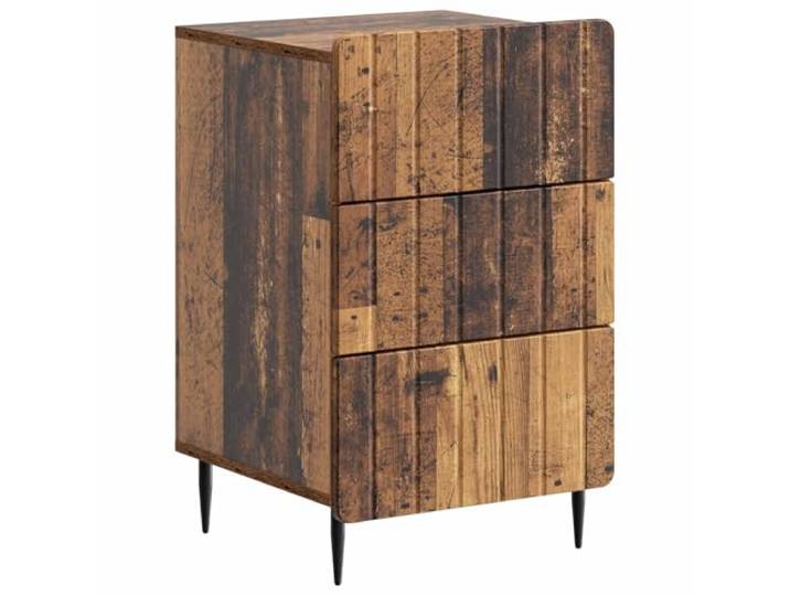 LMTYOENFG Nachttisch 3 Schubladen Holzwerkstoff Altholz 43x41x68 cm Praktischer Beistelltisch fürs Schlafzimmer mit 3 leichtgängigen Auszügen und robusten schwarzen Standbeinen.