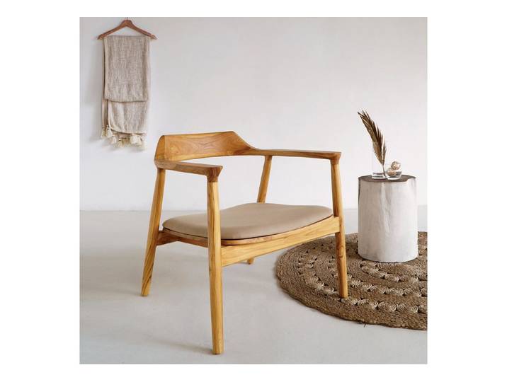 More2Home Loungesessel DESIGN-1, Teak massiv, Polstersitz beige