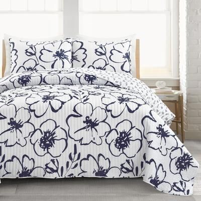 Lush Decor Scandinavian Floral 3 Piece Quilt Set