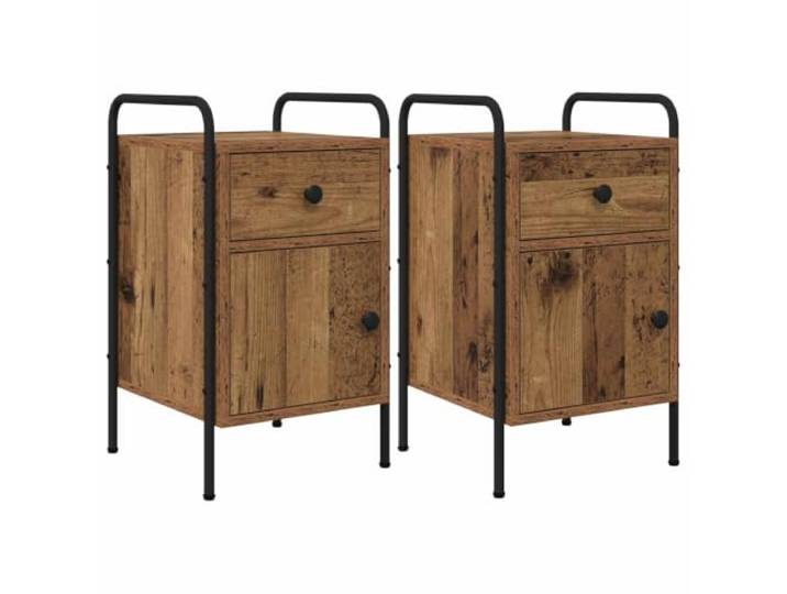 Nachttisch 2er Set, Beistelltisch Altholz 35 x 36,5 x 61 cm Holzwerkstoff