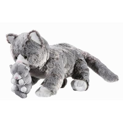 Plüsch Misanimo Katzenmama mit Baby grau 30cm
