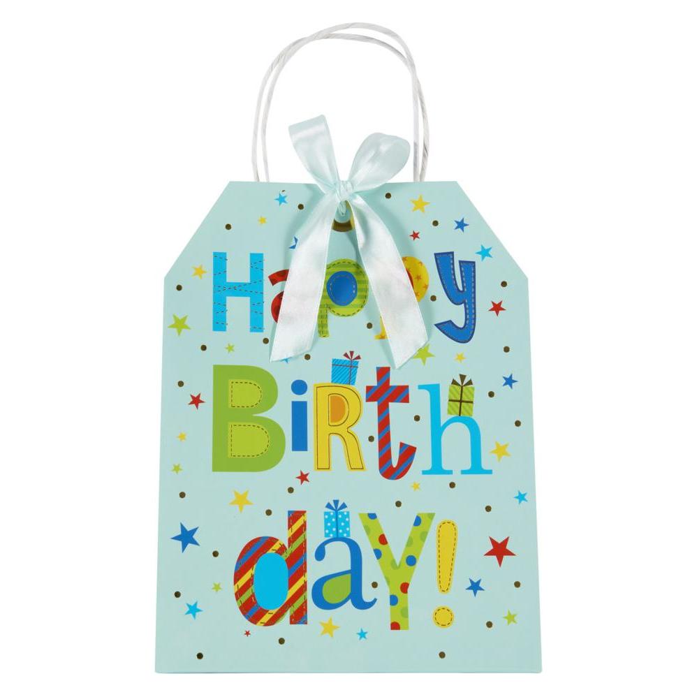 Idena Geschenktasche Happy Birthday blau 19x25x11,5cm (53789559)