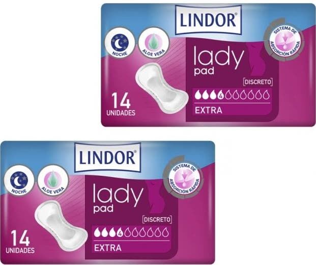 Lindor Lady Pad Compresas Incontinencia 4 Gotas Extra 2x14 uds