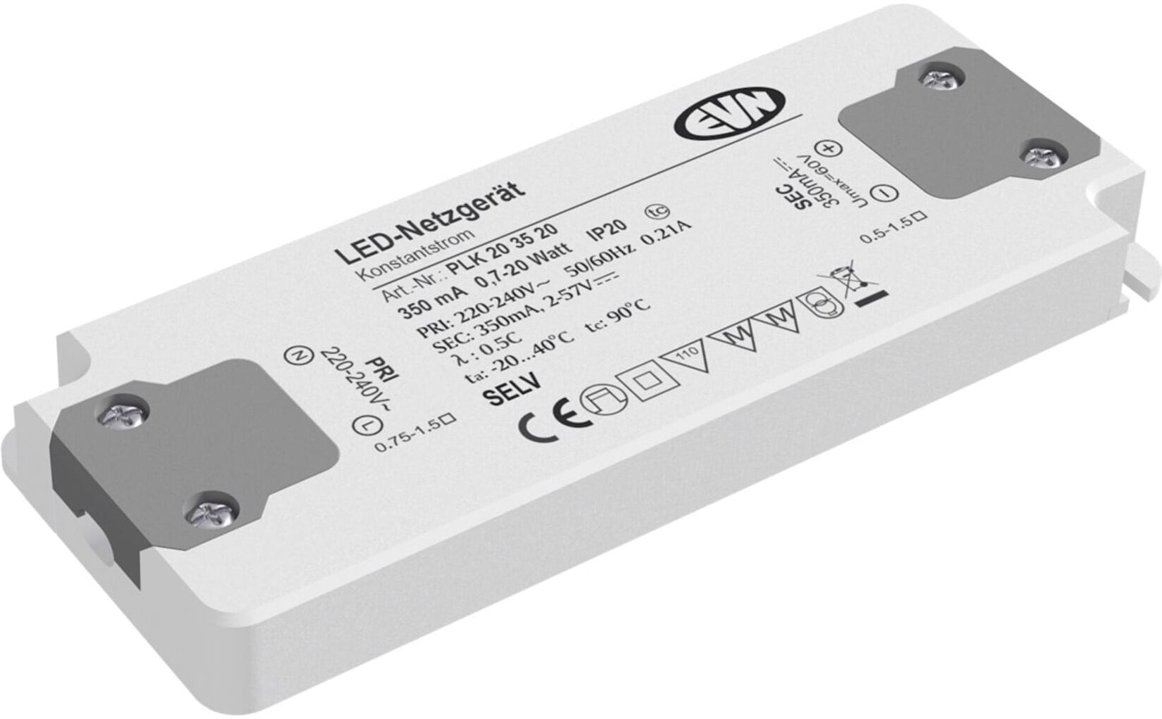 EVN Lichttechnik LED-Netzgerät 350mA 0,7-20W IP20 PLK203520 ; evn_lichttechnik)