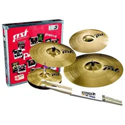 Paiste PST3 Beckenset 14-16-20 mit 14Cr und Sticks (14", Becken, Crash, HiHat, Ride), Becken