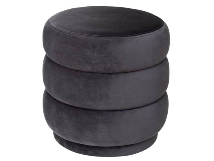 Sinan Grey Velvet Pouffe