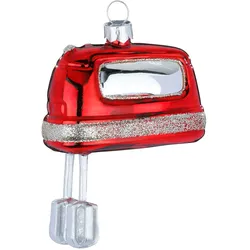 Holly & Jolly 1 Christbaumschmuck Glas 9,5cm Handrührgerät Figur Weihnachtsbaum Anhänger Christbaumanhänger Weihnachtsbaumschmuck Weihnachtsdeko Glasfigur Rot
