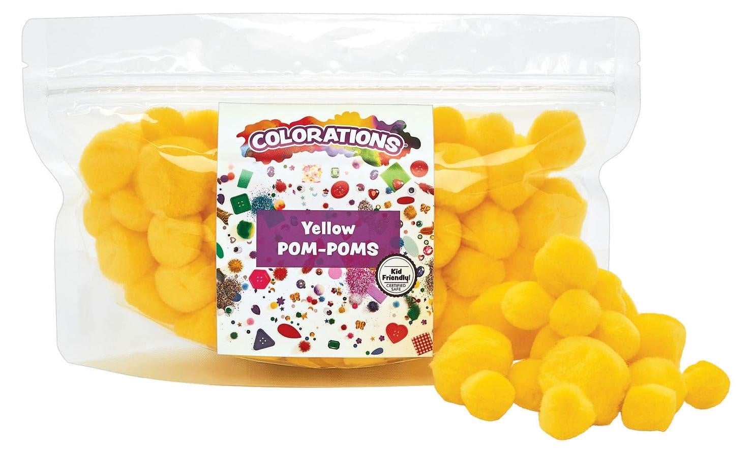Colorations Pompons, geel, 100 stuks