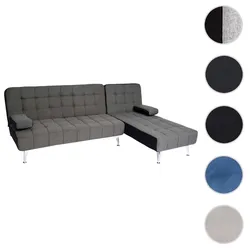 Schlafsofa HWC-K22, Couch Ecksofa Sofa, Liegefläche links/rechts Schlaffunktion 236cm ~ Stoff/Textil dunkelgrau, schwarz