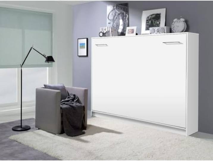Schrankbett Wandbett Klappbett horizontal HB 90x200 weiß-matt neu