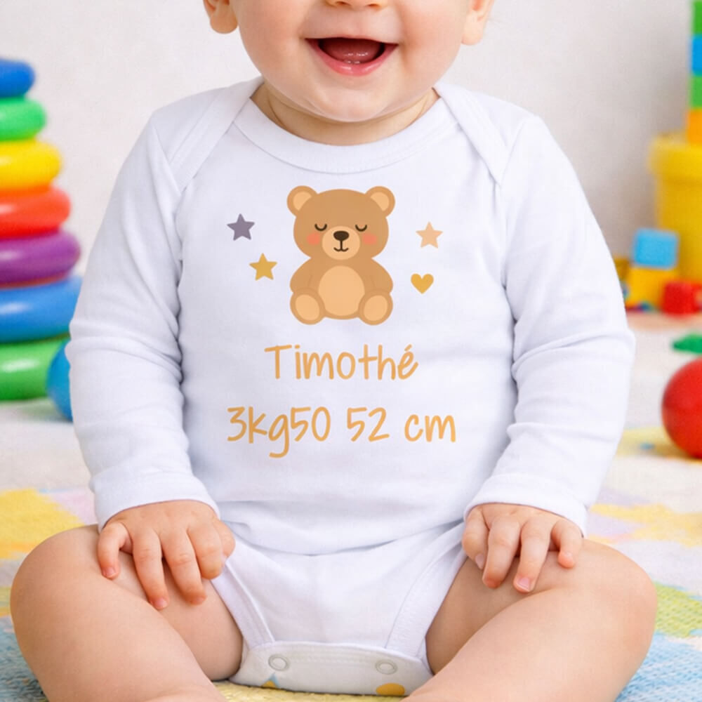 Ocadeau Body bébé long naissance personnalisé