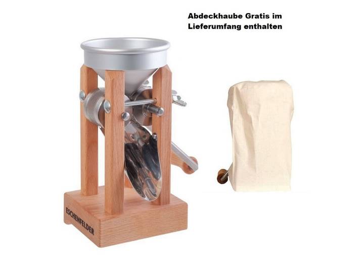Eschenfelder Getreidemühle Kornquetsche Tischmodell Holztrichter und Alutrichter Sparsets manuell, (4 Stück), Kurbel 20-25cm, Tisch-Schraubzwinge, Reinigungsbürste, kostenfrei