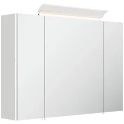 Spiegelschrank 90cm inkl. Design LED-Lampe und Glasböden weiss hochglanz