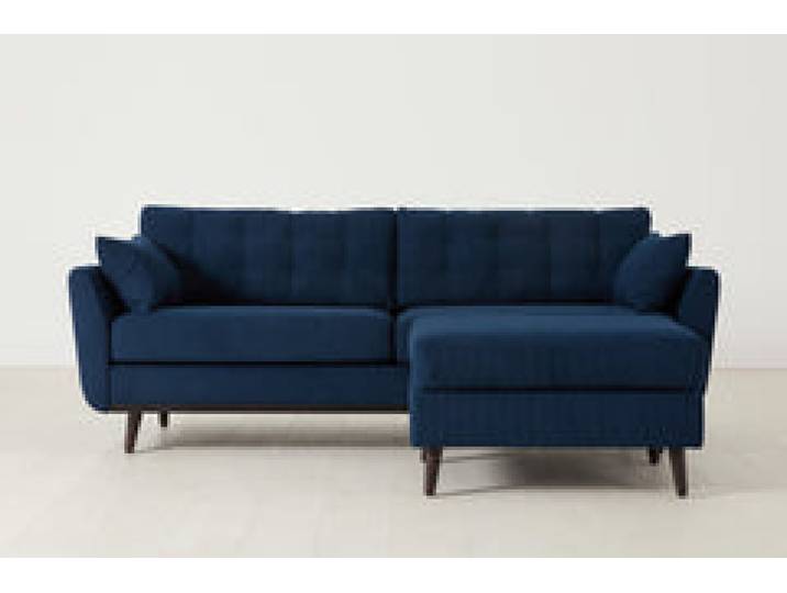 Model 10 Dreisitzer Sofa mit Hocker, Atlantikblau