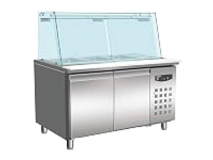 Saladette Réfrigérée avec 2 Portes et Vitrine - 3 Bacs GN 1/1 et 3 Bacs GN 1/6 - Combisteel