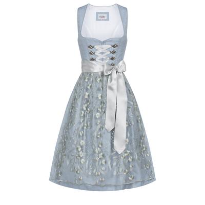 Dirndl NÜBLER "Midi Dirndl Fleur", Damen, Gr. 36, EURO, blau, Obermaterial: 100% Polyester PES., Kleider