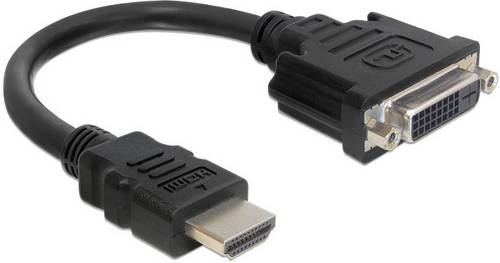 Delock 65327 HDMI / DVI Adapter [1x HDMI-Stecker - 1x DVI-Buchse 24+5pol.] Schwarz 0.20m