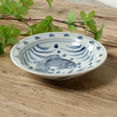 Artissance "Approx.7"" Round Blue and White Plate with Fish Motif"